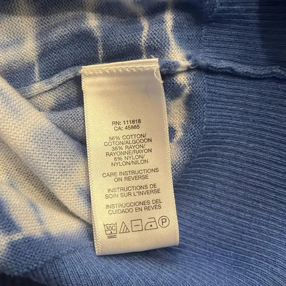 Michael Kors Blue and White Tie Dye Round Neck Short Sleeve Shirt Size S - Picture 6 of 7